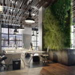 An office space with an industrial feel. Lage pendant lights hang from the ceiling in front of a green wall. If a fitout has a landlord contribution, chances are the landlord will also need a Depreciation Schedule.